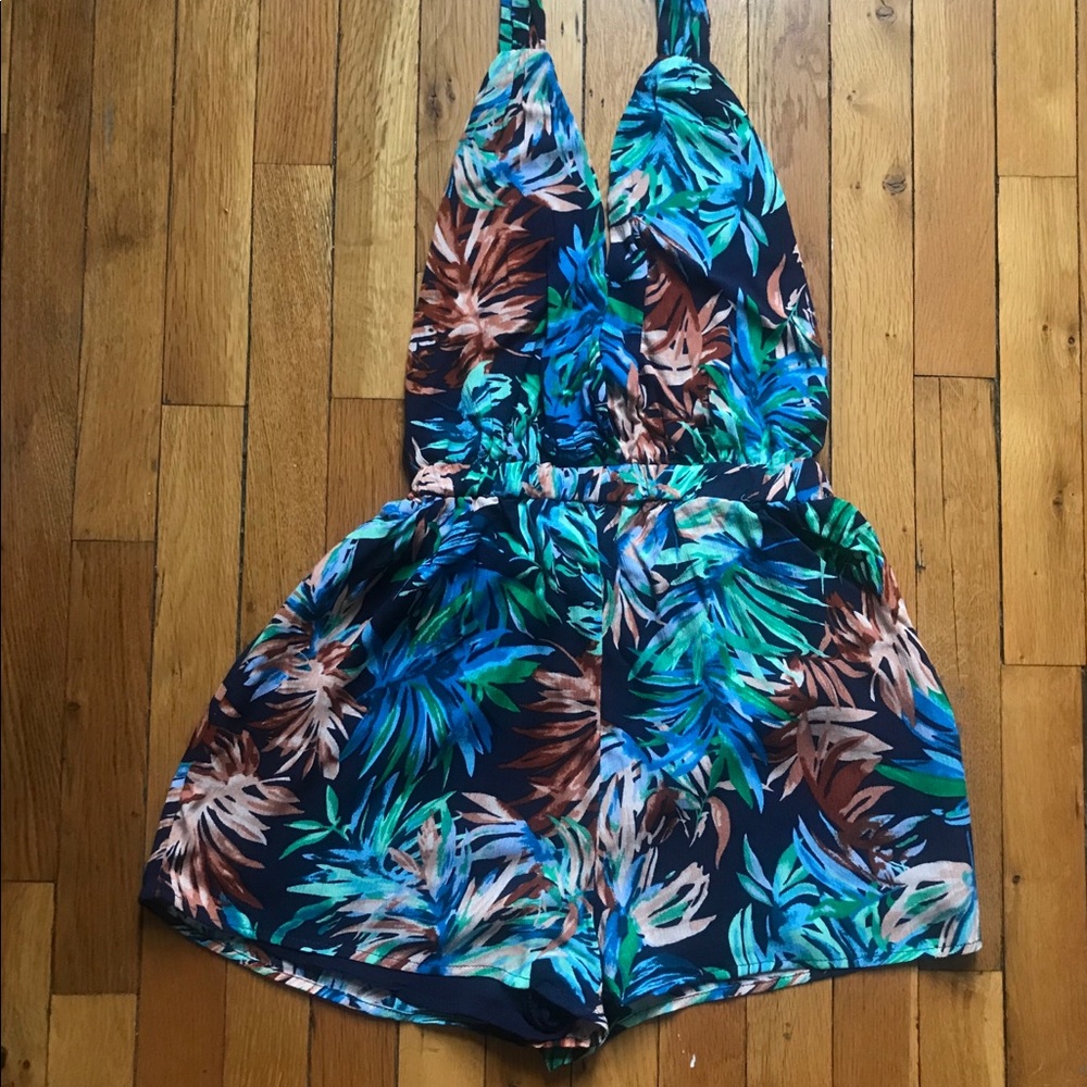 Tropical open back romper